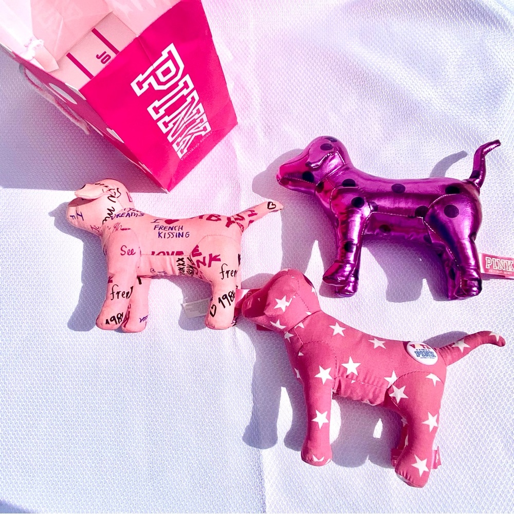 Victoria Secret Love Pink Plush Dogs 8” Stuffed Animal